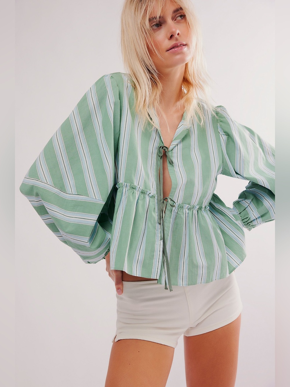 NWT Free People Brunch Babe Top in Spruce Size XS